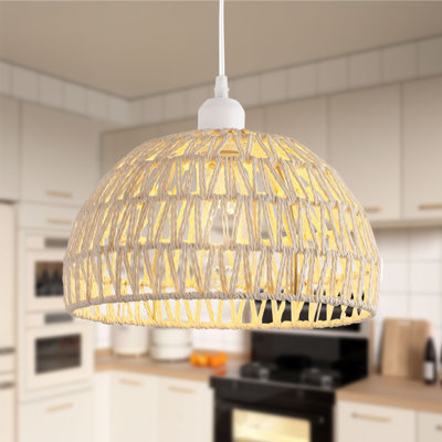Luminaire suspendu en dôme en fer et coton 1 lumière Lachlan