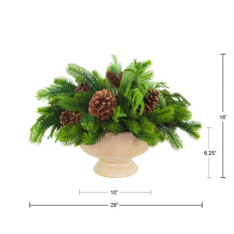 Evergreen Centerpiece with Pinecones