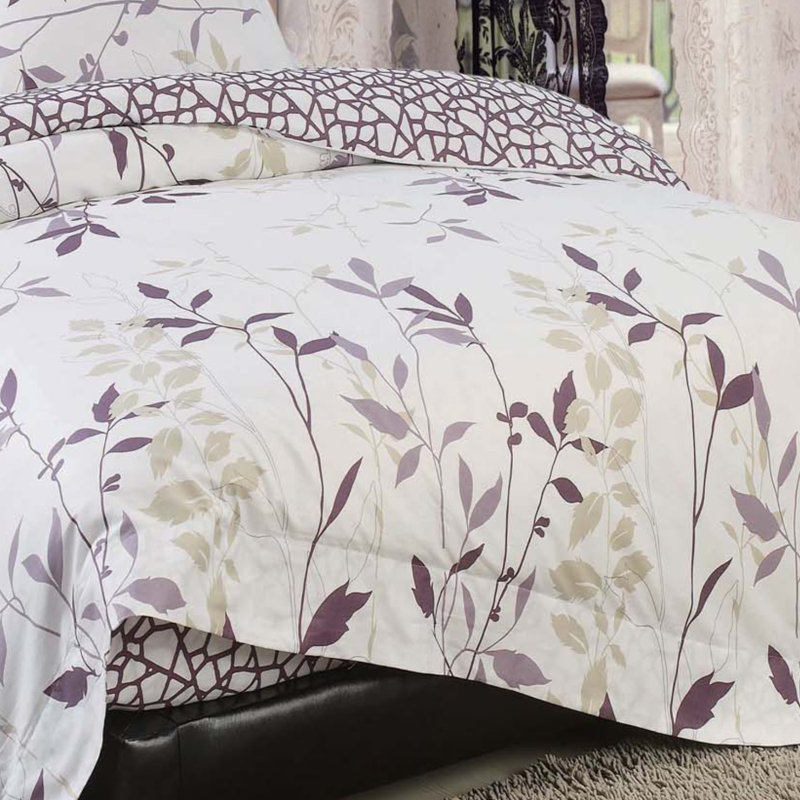 Iris Traditional Cotton Sateen Floral Duvet Cover, Queen Duvet Cover + 2 Standard Shams