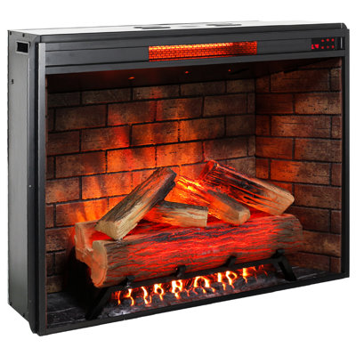 33" Infrared Electric Fireplace Insert With Removable Trim - Home Heating Appliance For Warmth Smokeless Firebox & Crackling Sound Adjustable Flame Brightness Levels 1500W Heat, 5018 /H Covers 400