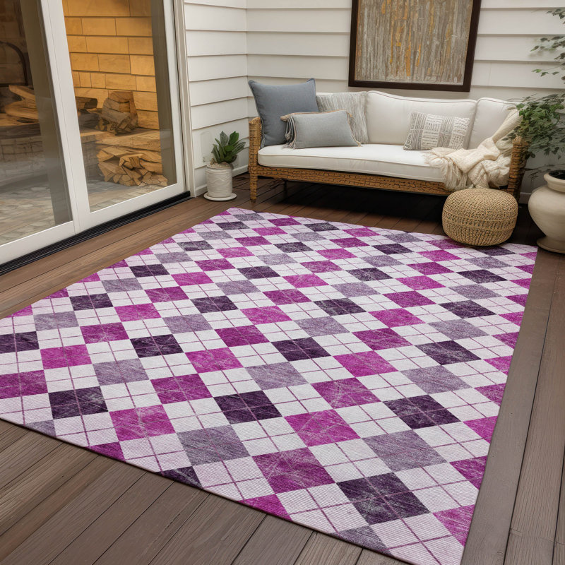 Machine Washable Indoor/Outdoor Leavittsburg ACN2237 Geometric Rug, Rectangle 9 pi x 12 pi