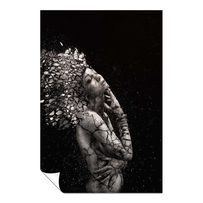 Shattered Naked Woman - Wrapped Canvas Art Prints, 61cm H x 41cm W, Wrapped Canvas