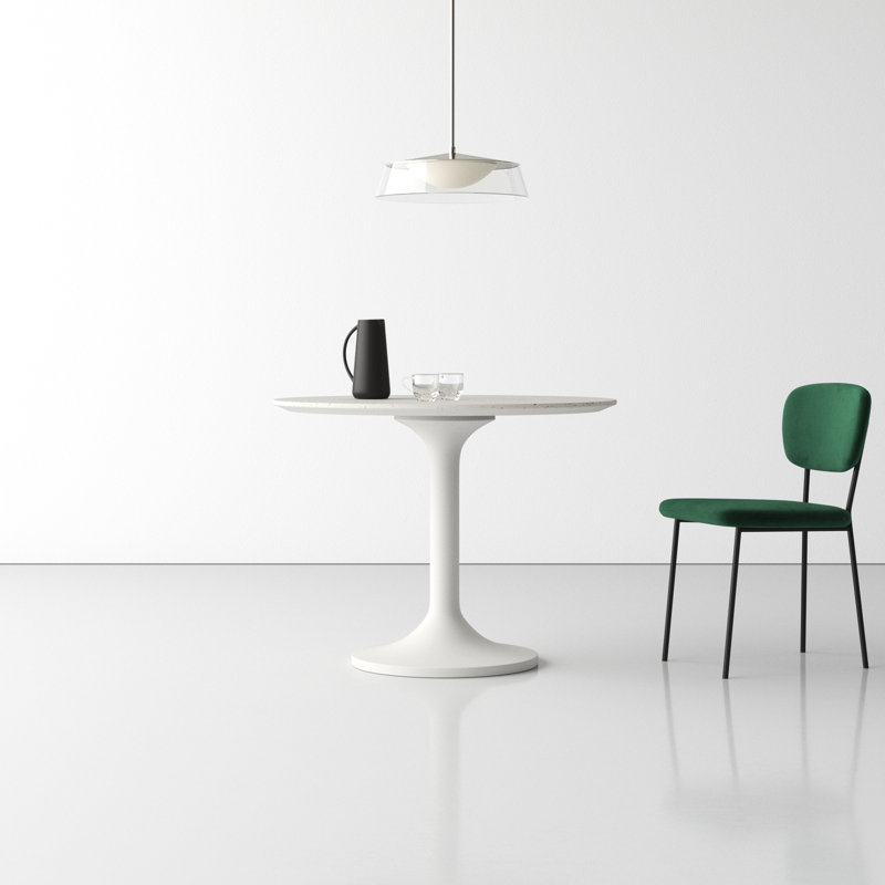 Lourdes Round Stone Top Metal Base Dining Table