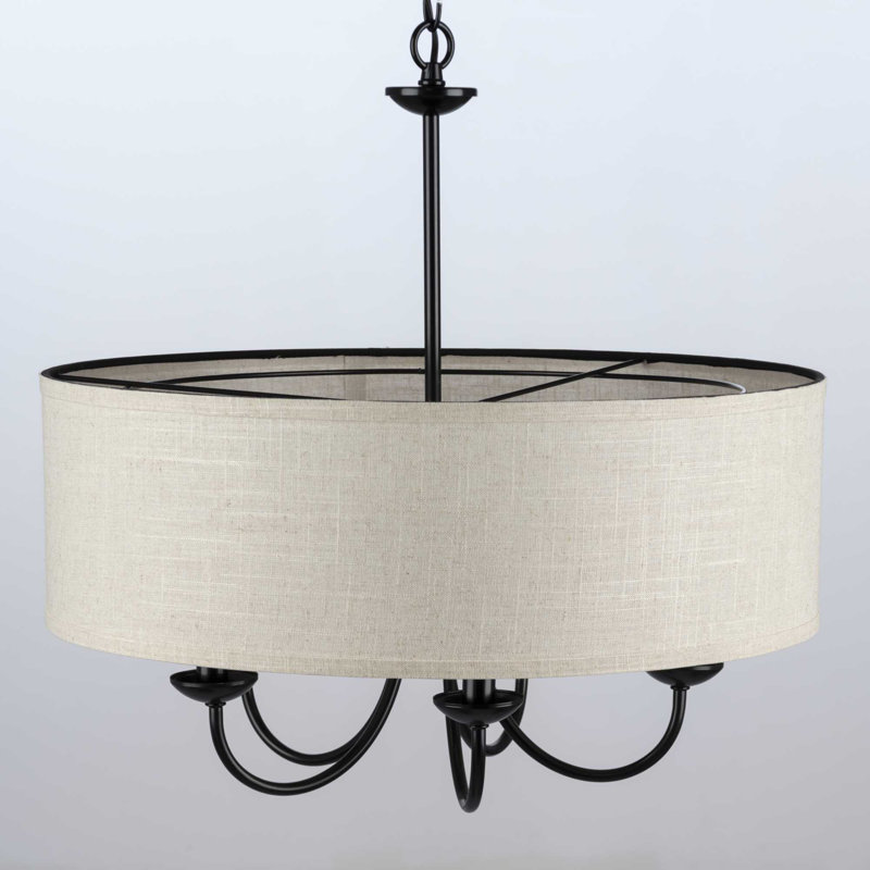 Lustre tambour 5 lumières à abat-jour Krawczyk