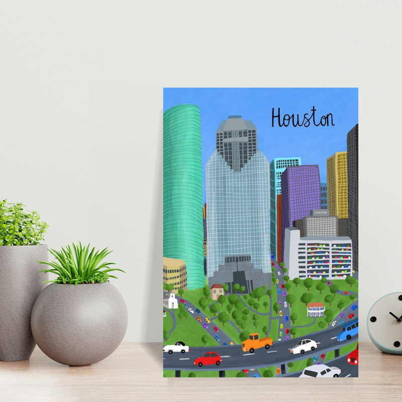 «Vibrant Houston Cityscape Colorful Modern Vibrant City Landscape», impression murale, H 18 po x l 12 po