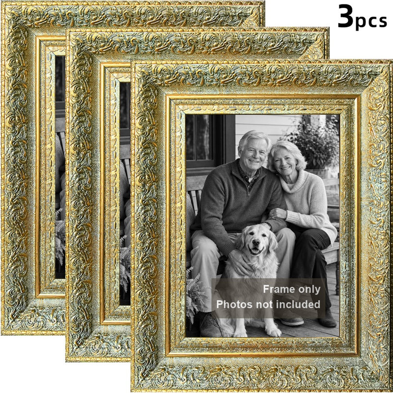 Cadre 3 pièces pour photos et décoration de chambre à coucher 8 "x 10" Antique Gold Antique, Or antique, 3, L 8 po x H 10 po