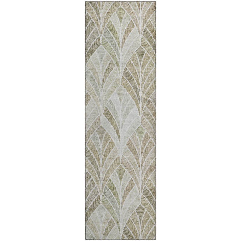 Premium Machine Washable Prisco Khaki Rug, Runner 2'3" x 7'6"