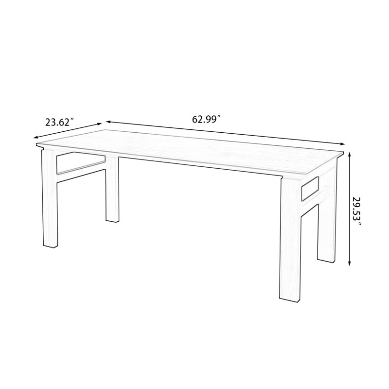 Bureau rectangulaire en bois massif brun noisette, H 29,53 po x l 62,99 po x P 23,62 po