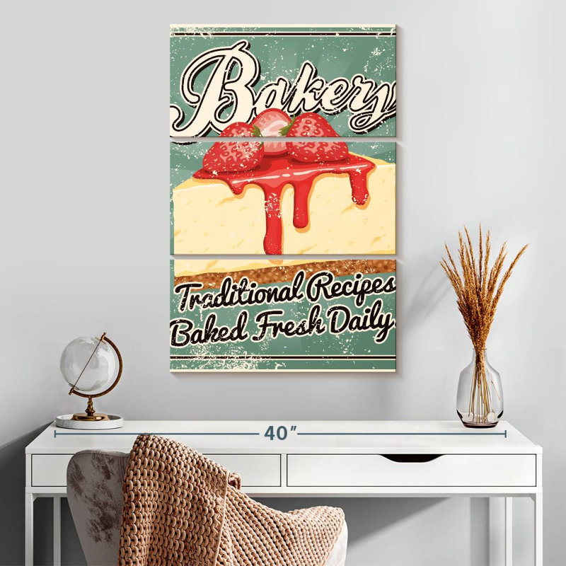 Plaque murale Kema Strawberry Cheesecake Bakery, H 32 po x l 20 po