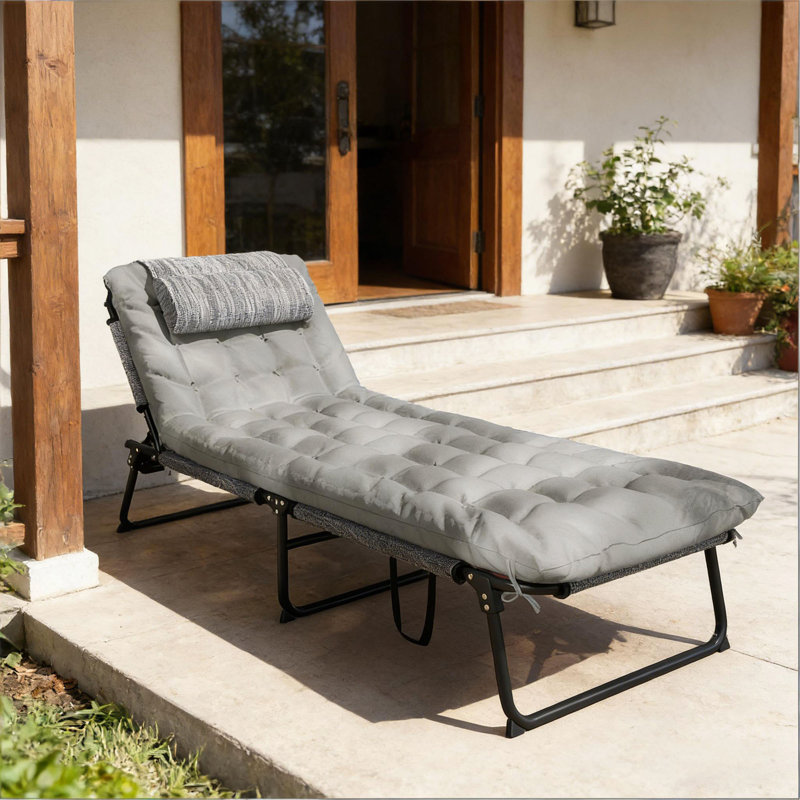 Chaise longue d'extérieur, chaise longue pliante, Gris
