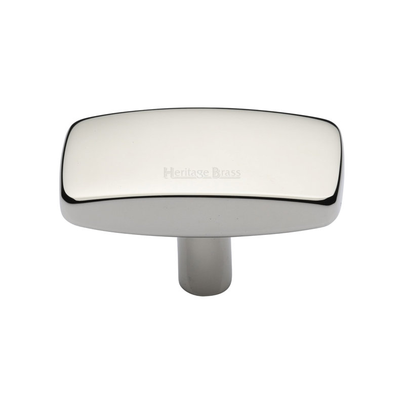 Heritage Brass Cabinet Knob Rectangular Design, 4.1cm L x 2.2cm W x 2.8cm D, Polished Nickel Finish