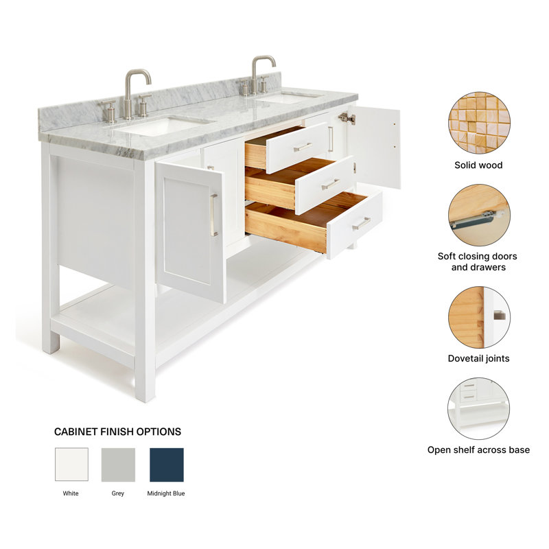 Magnolia Bath Vanity Rectangular Basin S073DCWRV, White, Rectangular