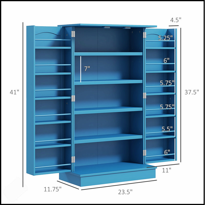 Freestanding 41-Inch Kitchen Pantry Storage Cabinet With 12 Door Shelves, Double Doors, And Adjustable Shelving For Enhanced Organization And Space Efficiency