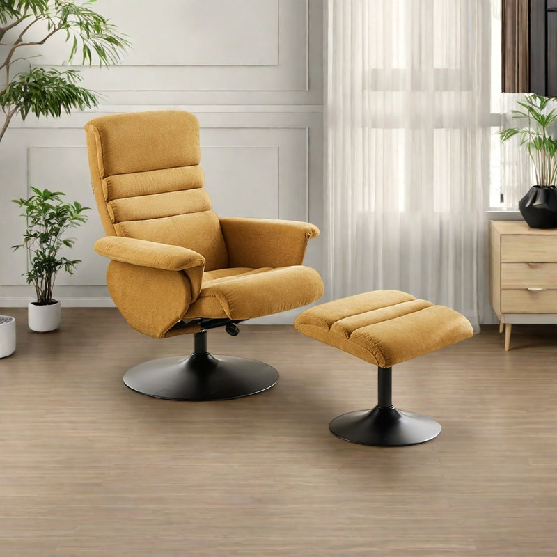 Chenille Comfortable Lounge Chair, Yellow