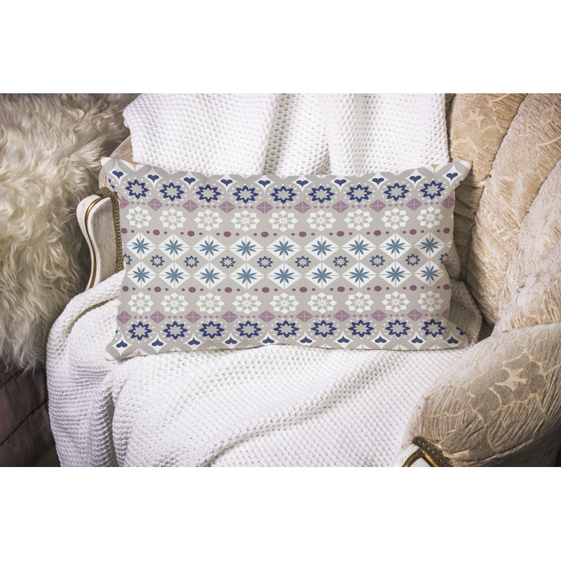 Shape Synergy  Rectangular Throw Pillow, Blue/Gray/Beige