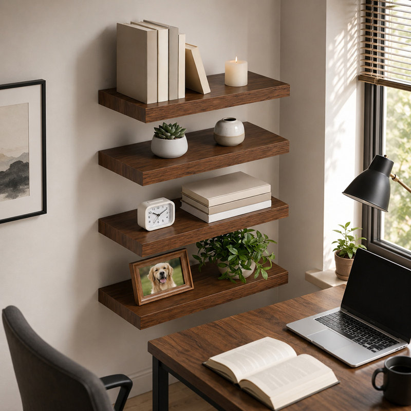 Tablettes flottantes en bois pour mur (ensemble de 4)