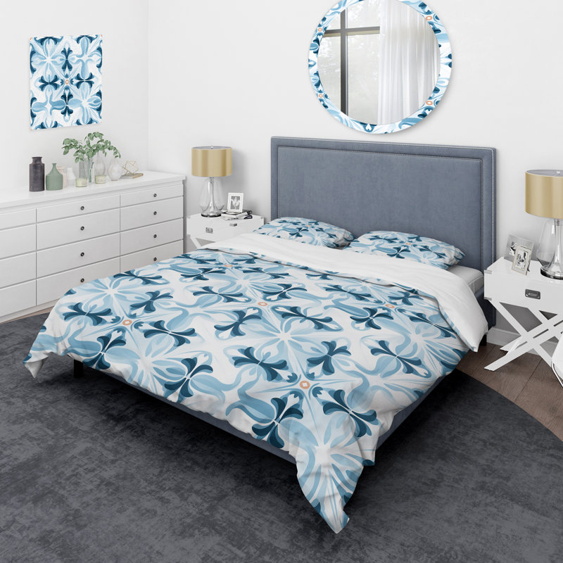 Literie Nordic Geometric Serenity II, Housse de couette simple + 1 taie décorative stan