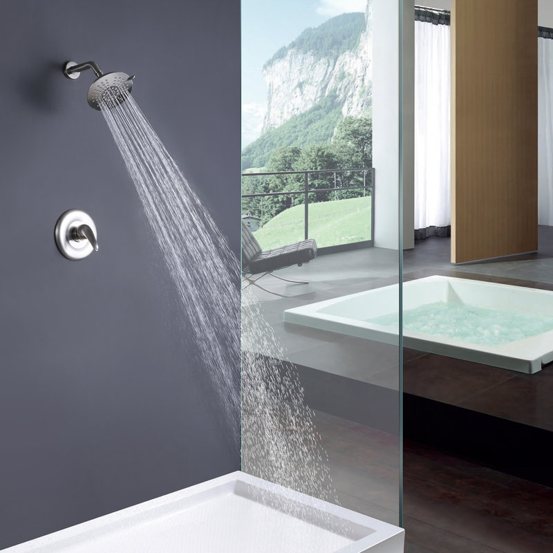  6" Wall Mounted Shower Faucet with Pressure Balanced Valve, Brushed Nickel