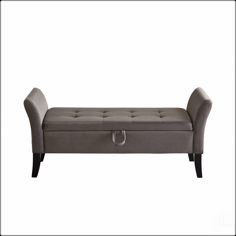 Bed Bench with Storage Velvet, Gray