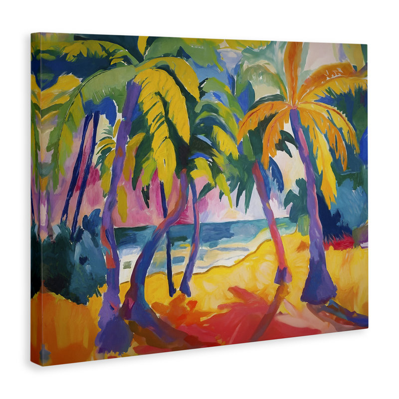 «Tropical Palm Paradise», art mural sur toile par Ramona Murdock, H 36 po x l 48 po