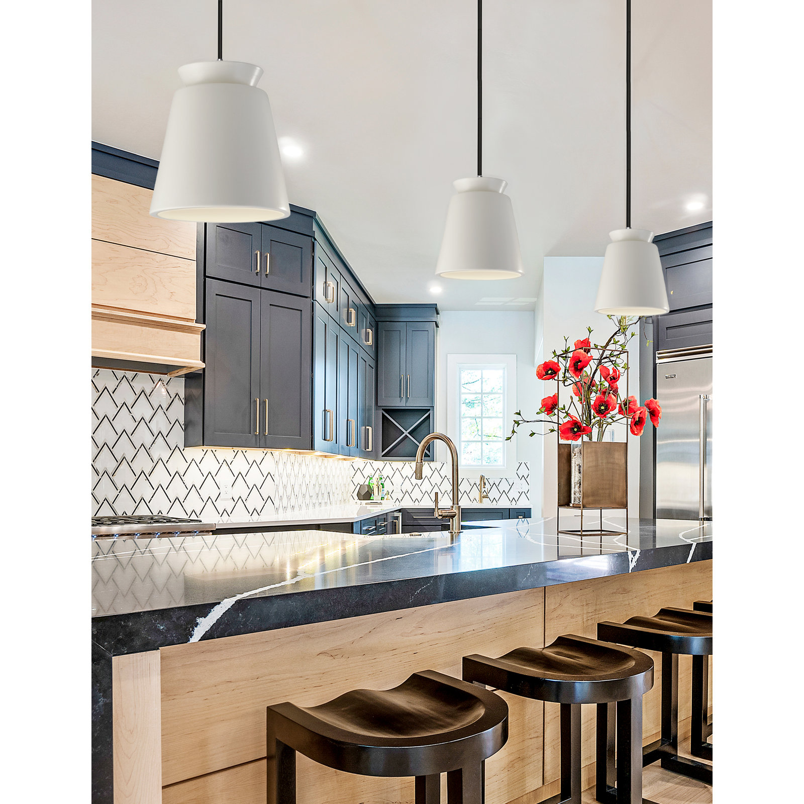 Logan 1 - Light Single Cone Pendant, Brushed Nickel, Matte White, LED (Integrated)
