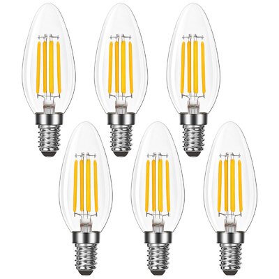 7 Watt (100 Watt Equivalent), B11 LED, Dimmable Candle Light Bulb, E12/Candelabra Base -  Luxrite, LR21636-6PK