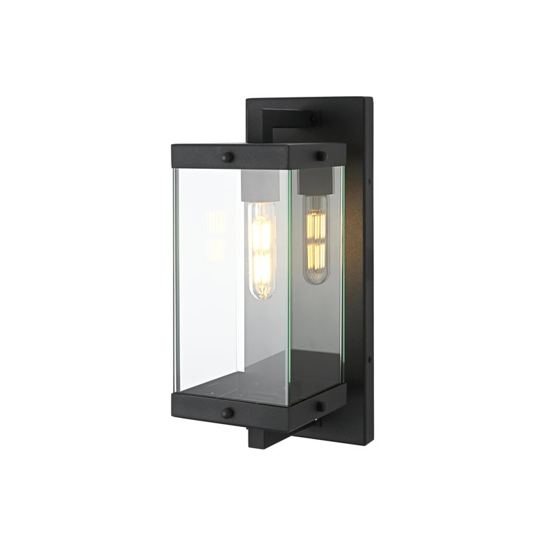 Julien Outdoor Wall Sconce in Black, 15" H x 6" W x 8" D