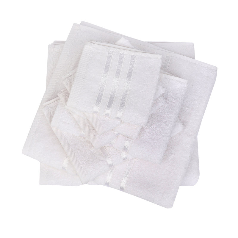 Ensemble de 8 serviettes de bain de luxe Ruvanti (2 serviettes de bain, 2 serviettes à main, 4 serviettes de toilette) 550 g / m² 100% coton de qualité supérieure