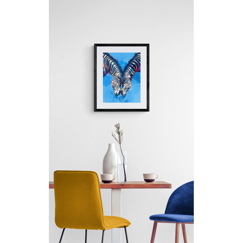 Friendship, Zebra Illustration Print by Flo Meylan, 21.2" H x 17.2" W, Black Framed Paper