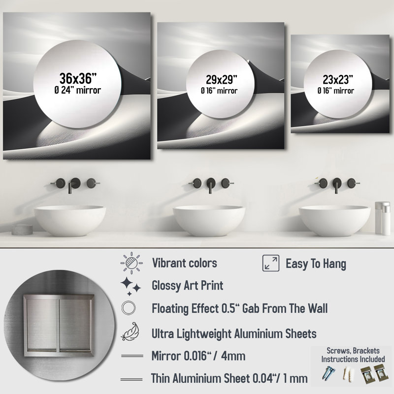 Iveigh - Desert Square Mirror Wall Art For Bathroom, 29" x 29"