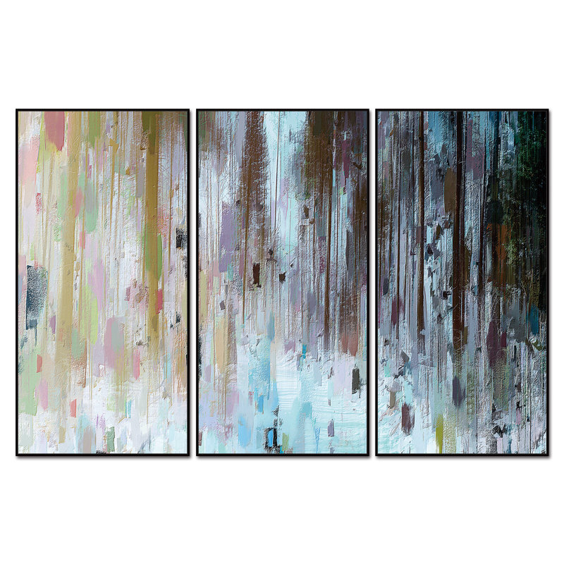 Yoli - Ensemble de 3 peintures sur toiles encadrées