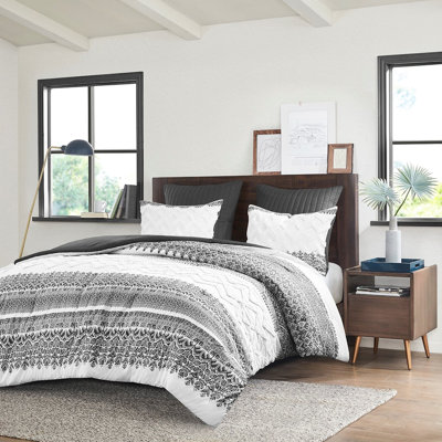 3 pièces en édredon gris chenille - rembourrage en coton