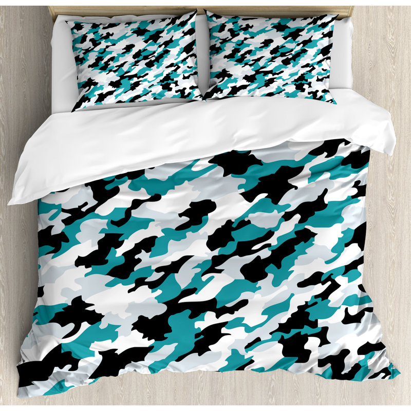 Ensemble de housse de couette à texture bleu marine d’inspiration marine d’inspiration marine d’inspiration camo aquatique marine