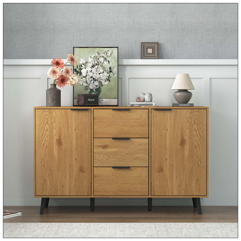 Buffet avec rangement, armoire à café en bois, armoire à 3 tiroirs et 2 portes, armoire à buffet