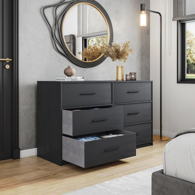 6-Drawer Dresser With Large Fabric Drawers, Black