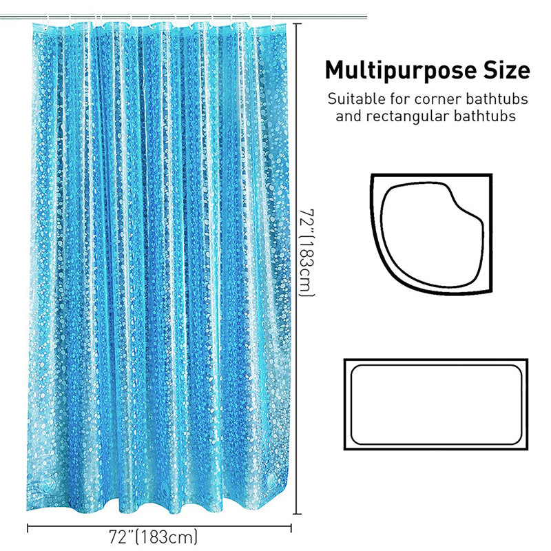 Shower Curtain, 180cm H x 180cm W, Blue Cobblestone