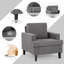 Chaises d'appoint de style Mid-Century, fauteuil en tissu de lin, fauteuils simples rembourrés pour le salon de la chambre à coucher-630979216
