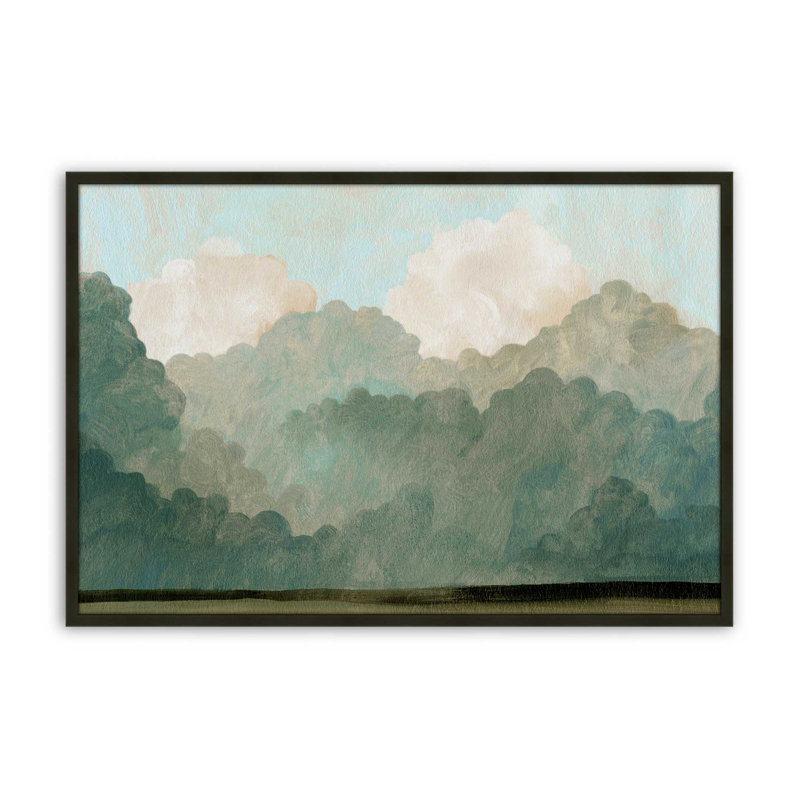 Couches de brume et de feuillage, H 25 po x l 37 po, Encadrement ouvert, noir satiné