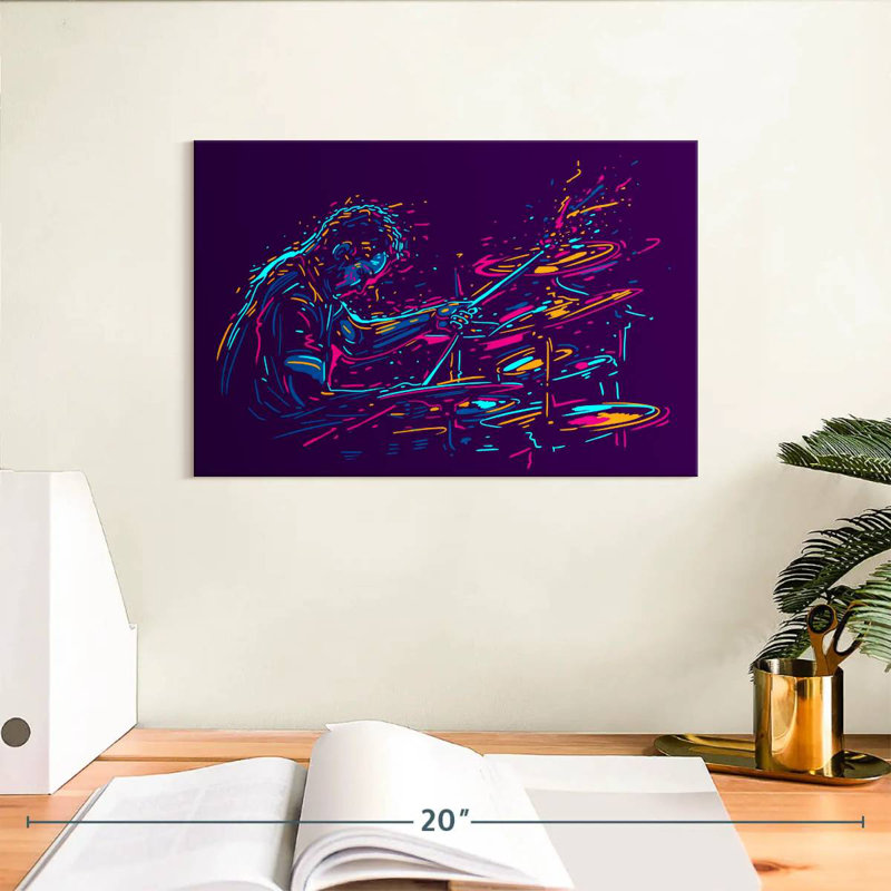 Abarca Abstract Drummer Performing, 8" H x 12" W