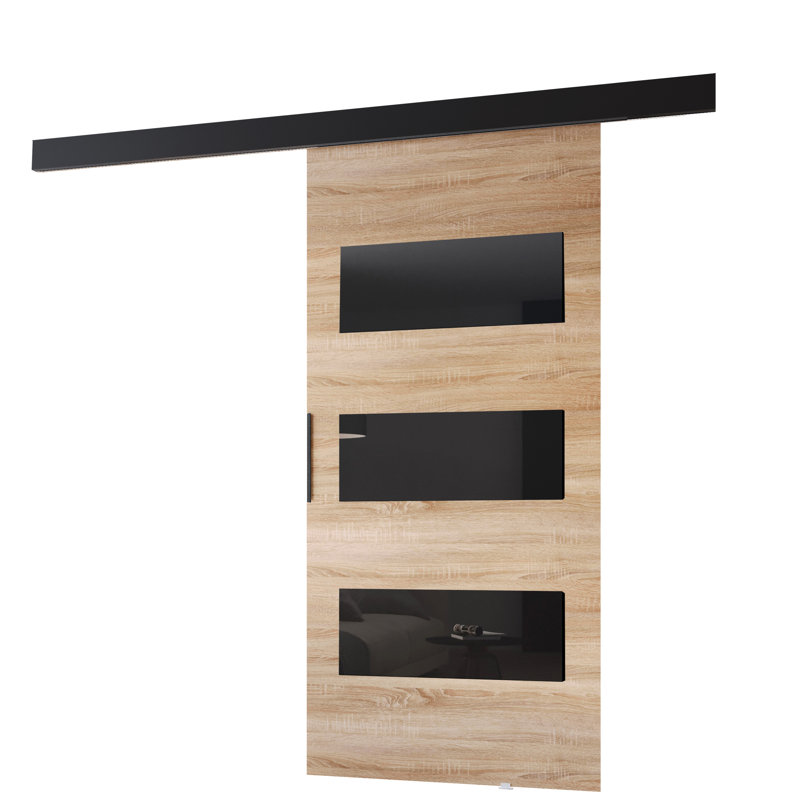 Sliding Door Prim E, Interior Door, Sonoma Oak/Black, 96cm x 205cm