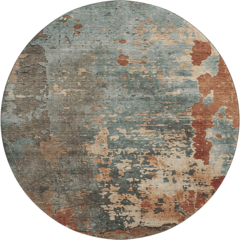 Premium Machine Washable Mehara AMF1702 Abstract Rug, Round 8'
