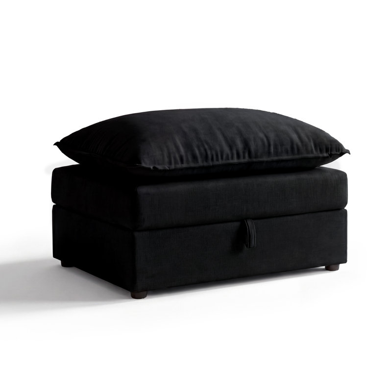 Repose-pieds avec rangement Espinoza, Black Chenille