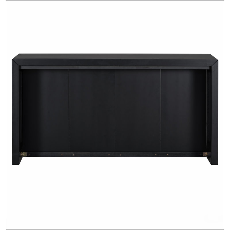 Acacia Wood Veneer Simple Entryway Table with Wavy Design,Suitable for Study,Entryway, Hallway, Living Room, Foyer, Black