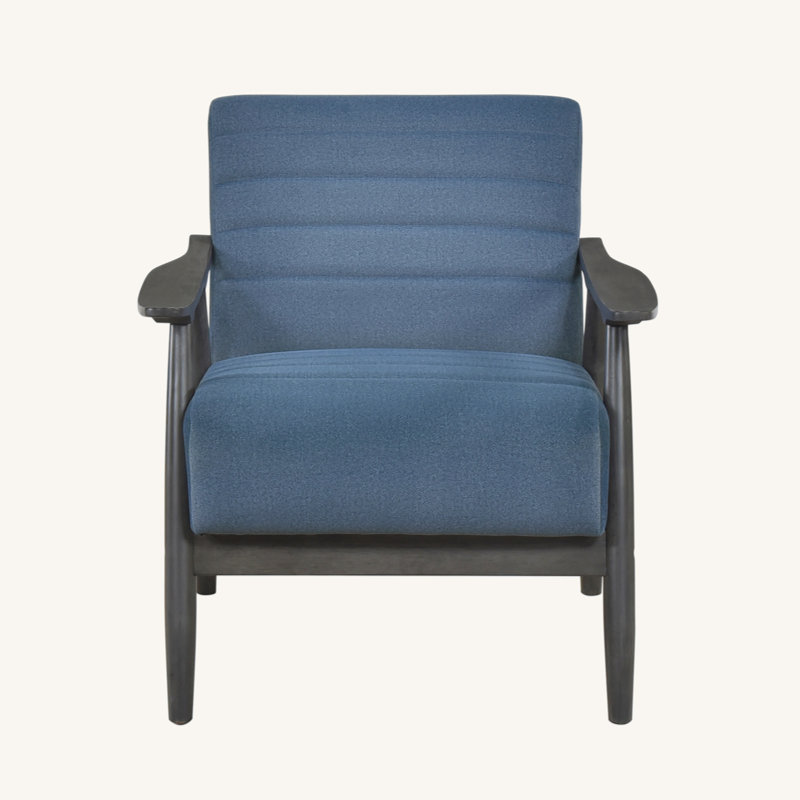 Lanise 29.5" Modern & Contemporary Accent Chair with Velvet Fabric Upholstery, Channel Stitched Back, Foam over Pocket Coils