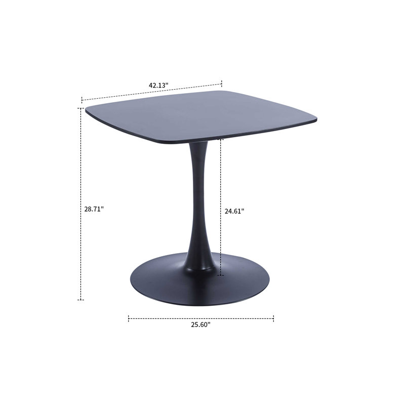 Table de salle à manger Rivkah, Noir mat, Noir mat, H 28,71 po x L 31,51 po x l 31,51 po