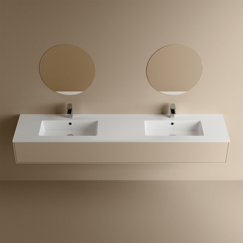 DAX Toscana Vanity Basin, 48", Double Bowl, Matte White, Matte