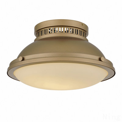 2-Light 14-In Polished Brass Flush Mount