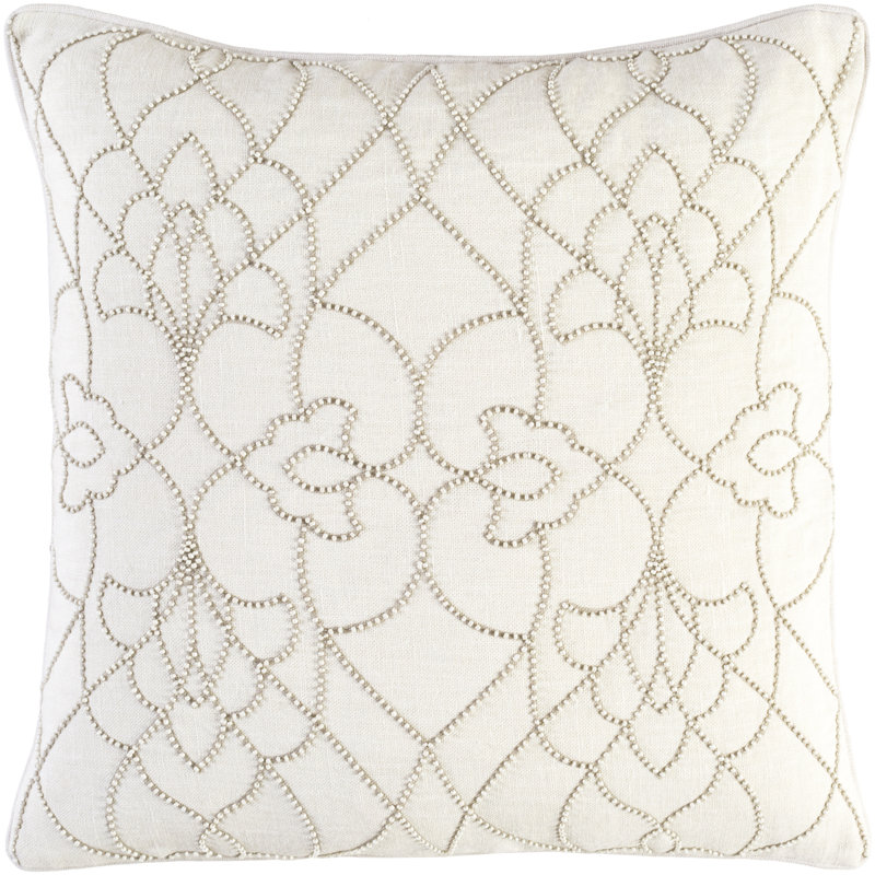 Dotted Pirouette Linen Floral Throw Pillow, Camel/Mauve, 22" x 22"