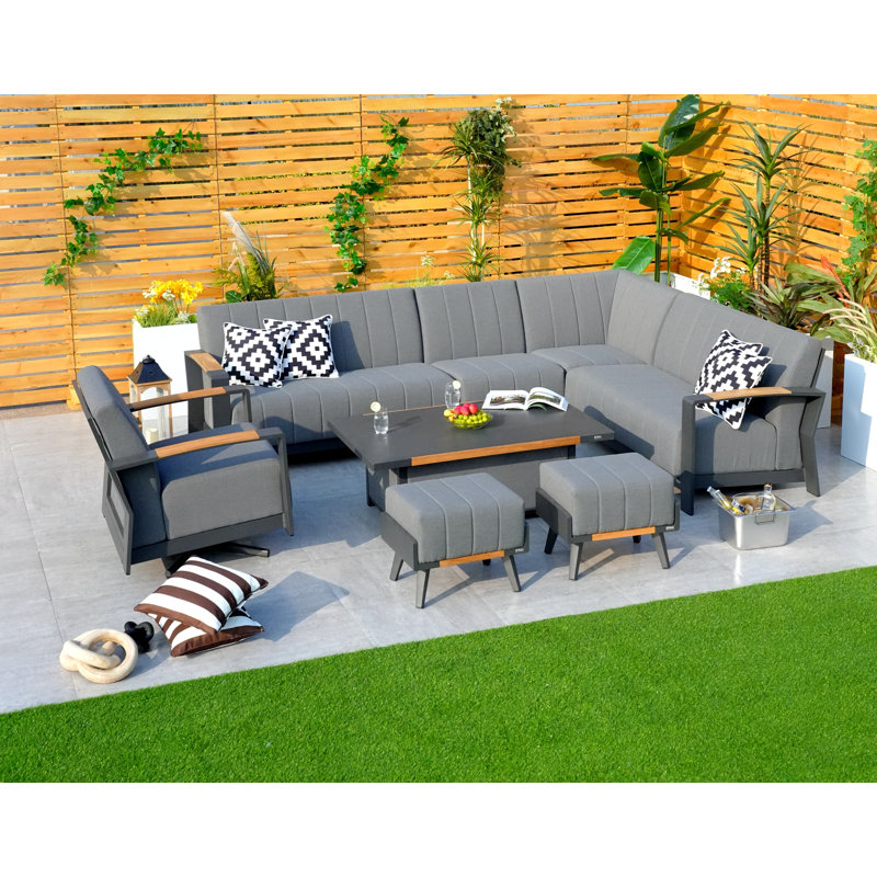Ensemble de conversation modulaire avec coussins 8 pièces Keylan