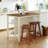 Solid Wood Rustic 3-Piece 45" Stationary Kitchen Island Set With 2 Seatings, Rubber Wood Butcher Block Dining Table Set Prep Table Set With 2 Open Shelves For Small Places